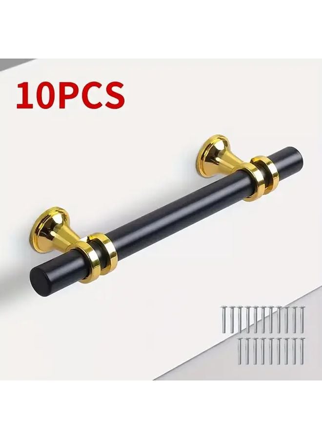 10Pcs Black Gold Stainless Steel Cabinet Handles 160mm Hole Spacing With Screws - Image 1